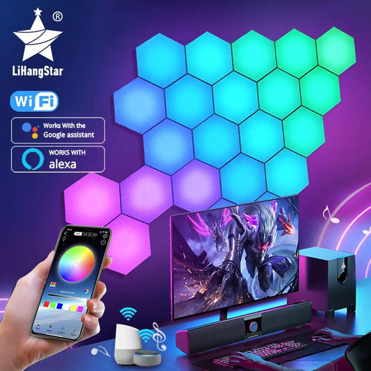 RGB Bluetooth LED Hexagon Light Indoor Wall Lights - THE TRENDZ HIVE 