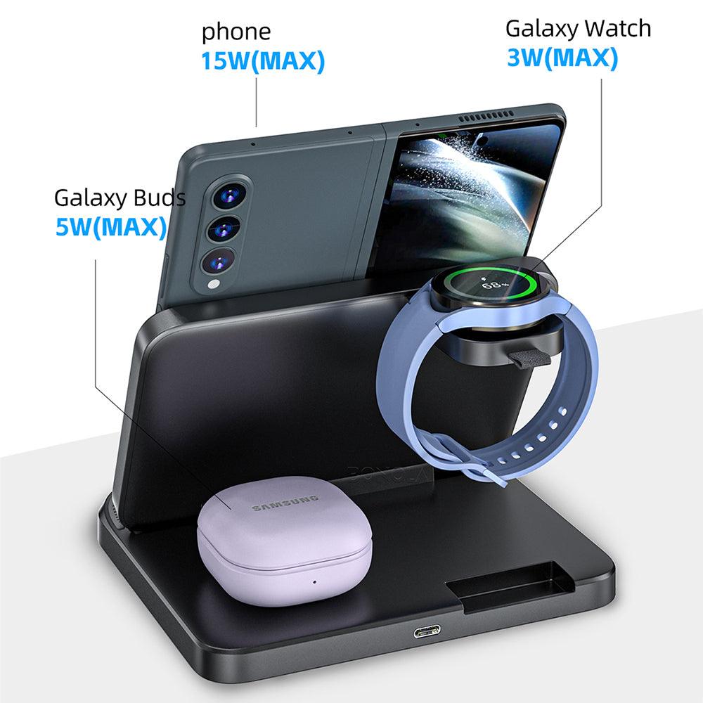 Bonola Foldable Wireless Charger 3 in 1 Station for Samsung Z Fold 3/Z Flip4 - THE TRENDZ HIVE 